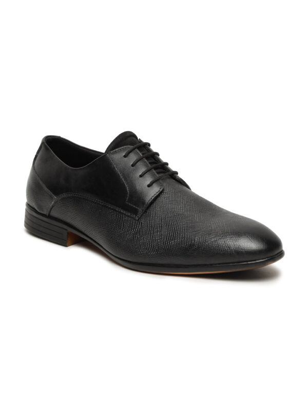 Men's Black Texture Leather Formal Shoes