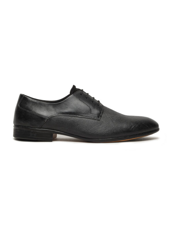 Men's Black Texture Leather Formal Shoes