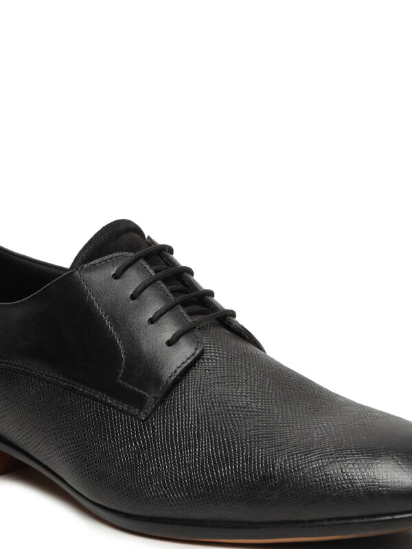 Men's Black Texture Leather Formal Shoes