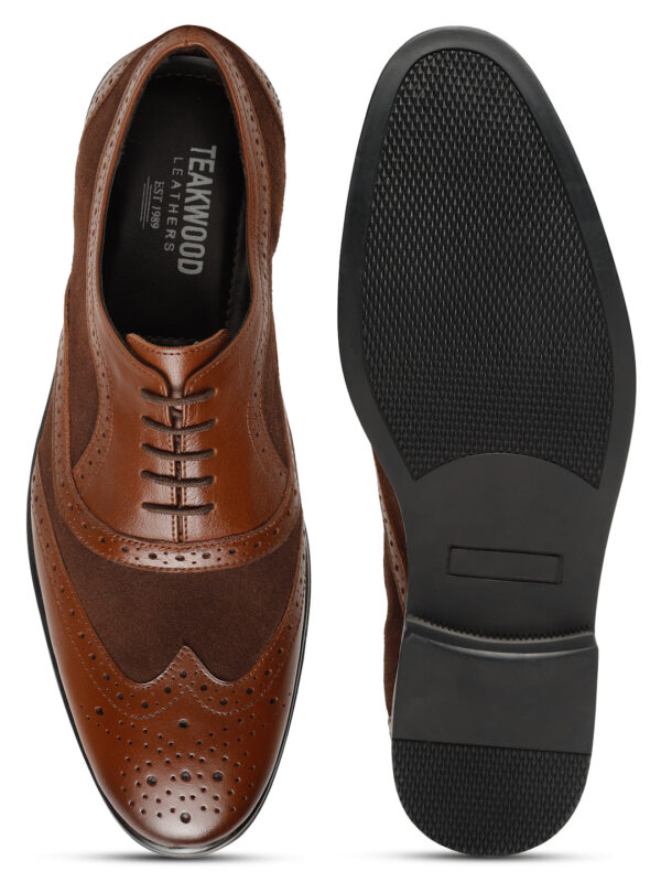 Men's Wood & Brown Leather Lace-Up Oxford Shoes