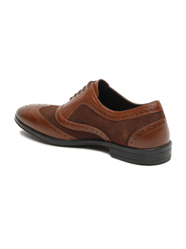 Men's Wood & Brown Leather Lace-Up Oxford Shoes