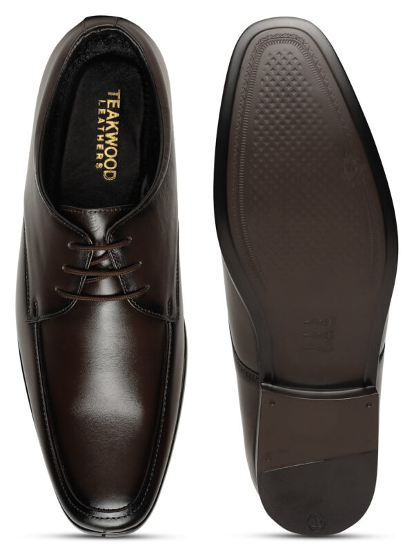 Men's Brown Solid Leather Lace-up Formal Shoes