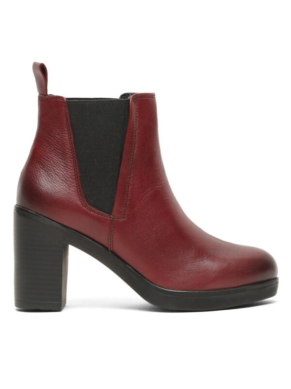 Women's Cherry Solid Leather Mid - Ankle High Heeled Boots