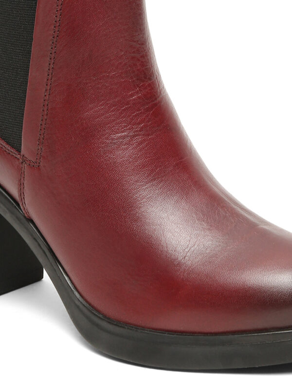 Women's Cherry Solid Leather Mid - Ankle High Heeled Boots