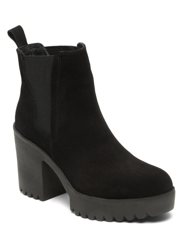 Women's Black Suede Leather Mid - Ankle High Heeled Boots