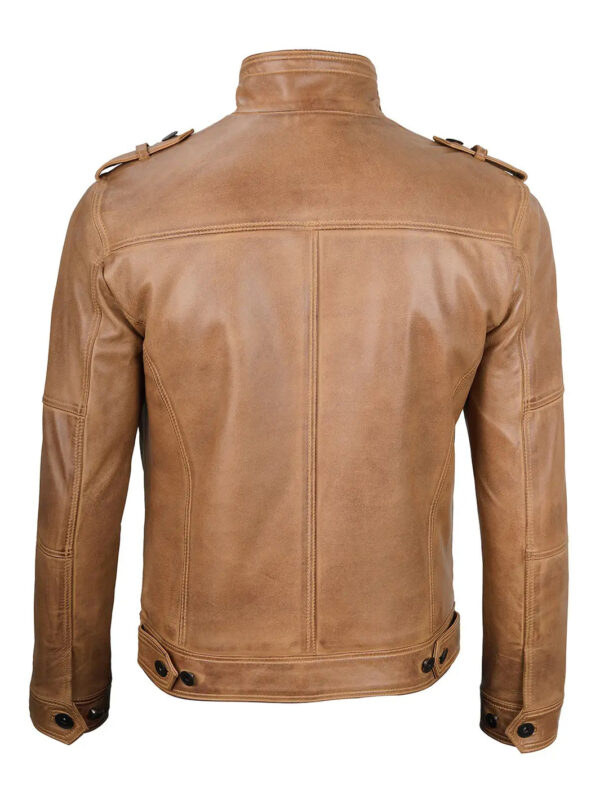 Tavares Camel Brown Leather Biker Jacket