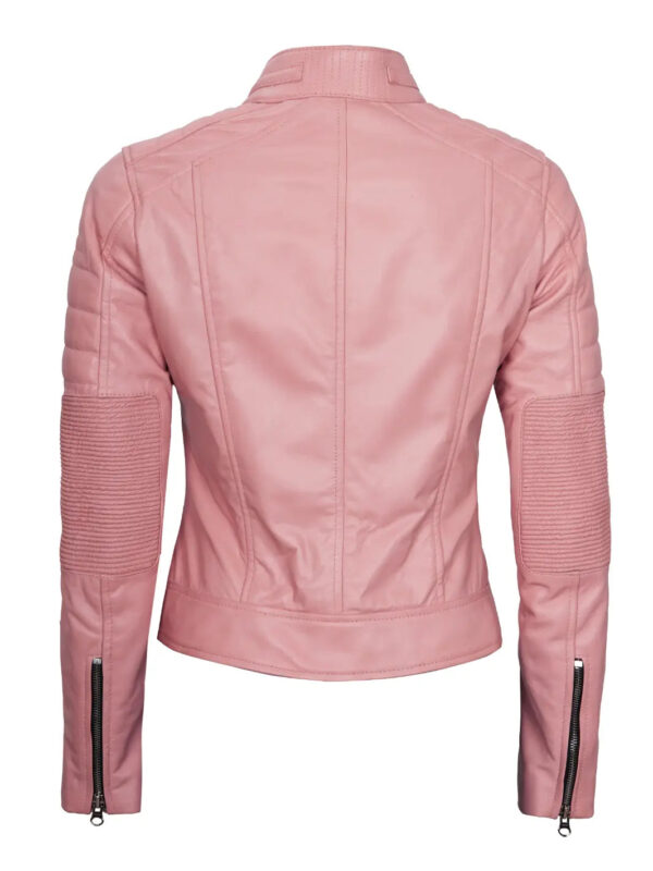 Austin Women Pink Cafe Racer Leather Jacket