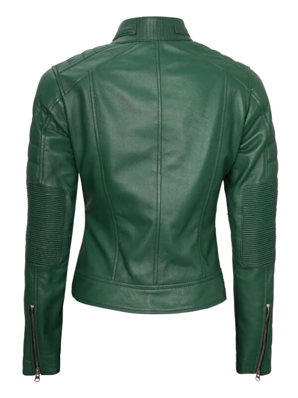 Austin Women Cafe Racer Green Leather Jacket