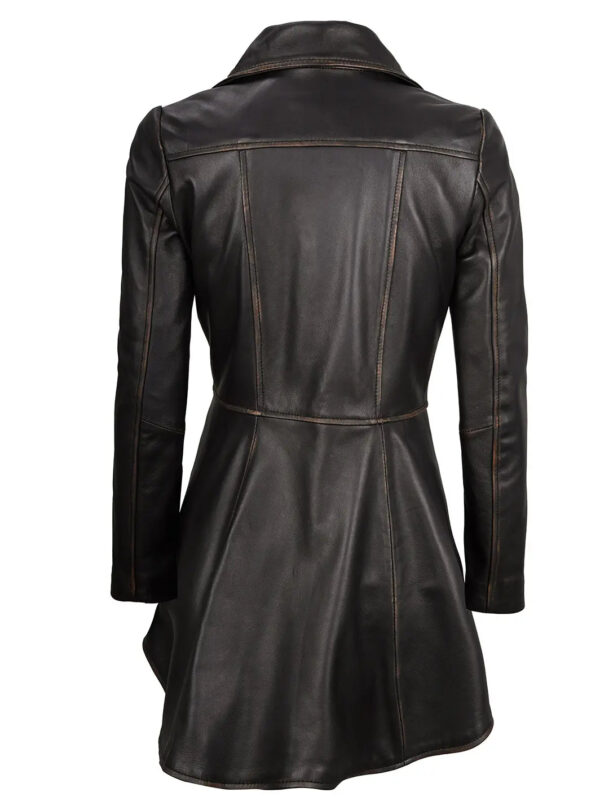 Clarissa Rub Off Brown Asymmetrical Peplum Leather Jacket