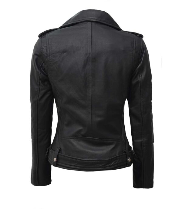 Womens Black Asymmetrical Biker Leather Jacket