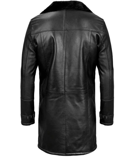 Stylish Black Men's Shearling Leather Coat