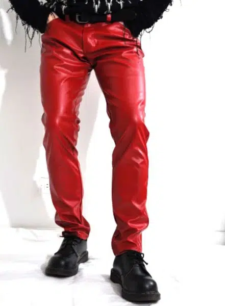 Red Mens Leather Pants