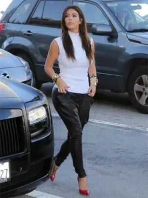 Kim Kardashian Leather Jeans