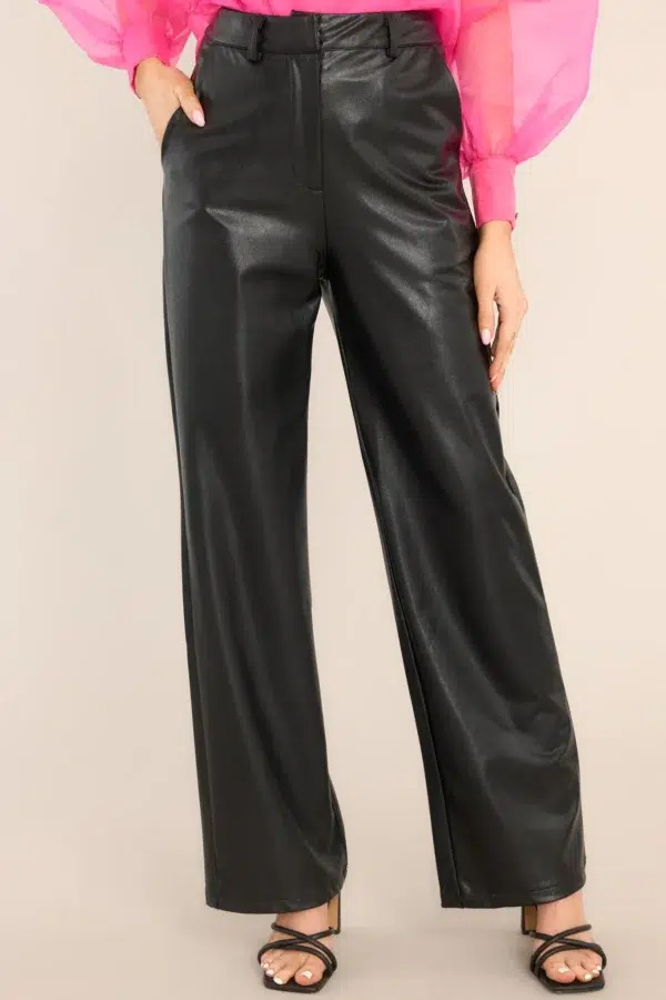 Faux Leather Pants Christmas Red Blouse and Black pants​