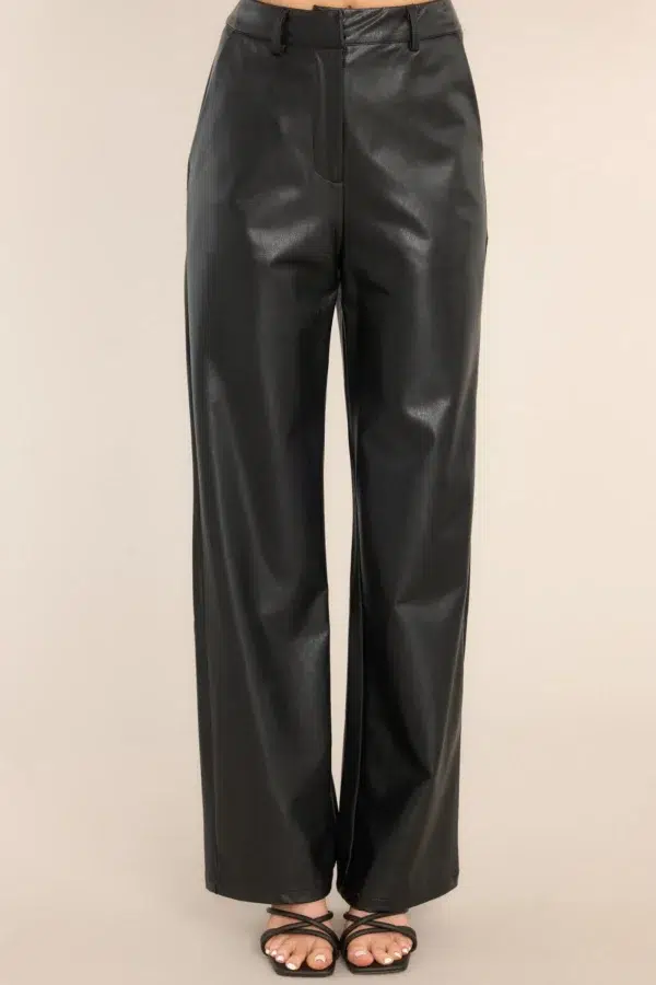 Faux Leather Pants Christmas Red Blouse and Black pants​