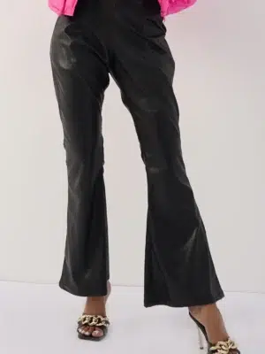 Black Leather Flare Pants​