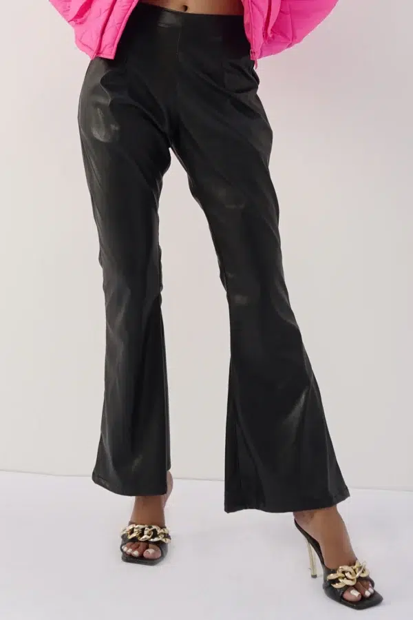 Black Leather Flare Pants​