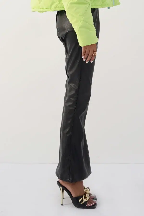 Black Leather Flare Pants​