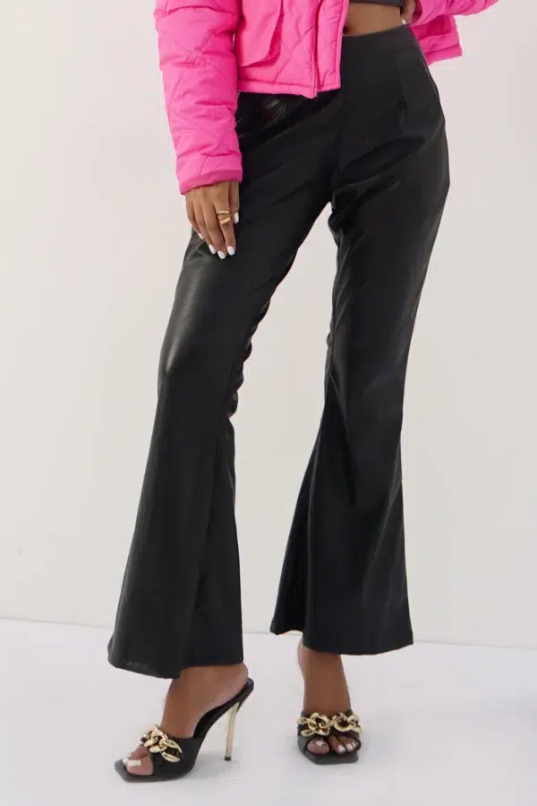 Black Leather Flare Pants​